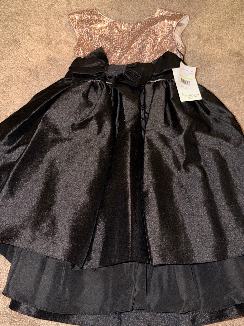 Pippa & Julie Black Shimmery Party Dress with Satin Finish